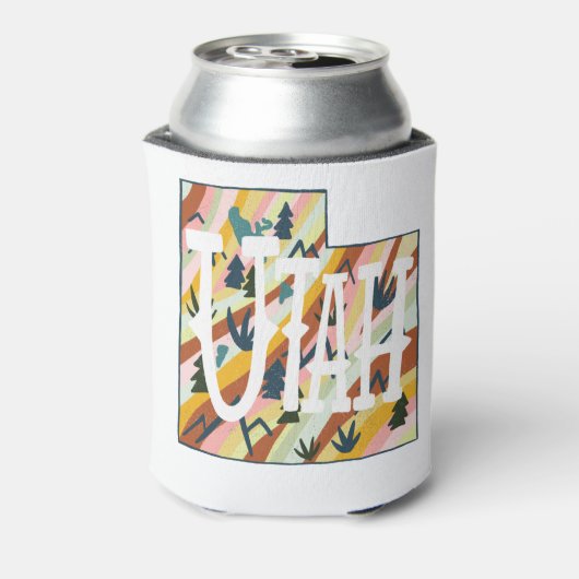 ユタ州図解入りの、写真付きのの地図 缶クーラー (缶裏面)