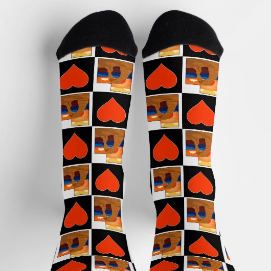 ユタ州図解入りの、写真付きの州マップUTハートパターン ソックス (上部)