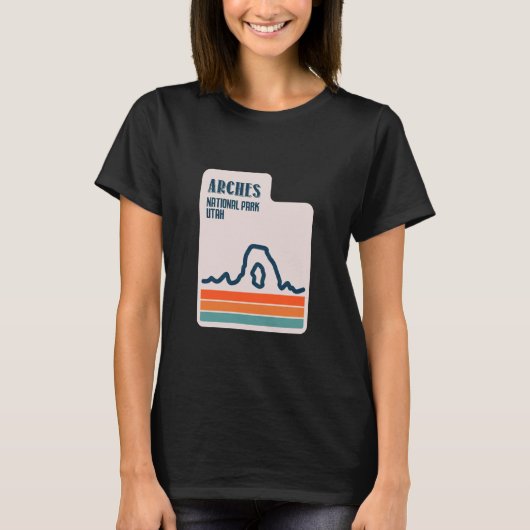 ユタ州地図 デライトフルアーチ アーチーズ国立公園 Tシャツ (正面)