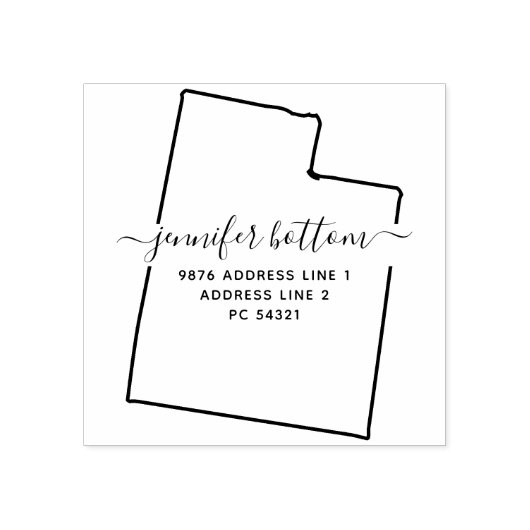 ユタ州地図 家族の戻る住所 ラバースタンプ (インプリント)