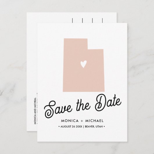 ユタ州州行先結婚式ANY COLOR 案内ポストカード (正面/裏面)