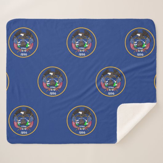 ユタ州旗と愛国心シェルパ毛布 シェルパブランケット (正面(横))