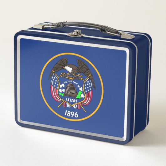 ユタ州旗のある金属ステンレス弁当箱 メタルランチボックス (正面)