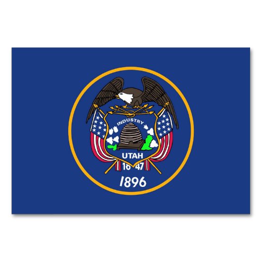 ユタ州旗を持つ愛国的なテーブルカード テーブルナンバー (裏面)