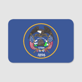 ユタ州旗を持つ愛国的な名前タグ 名札