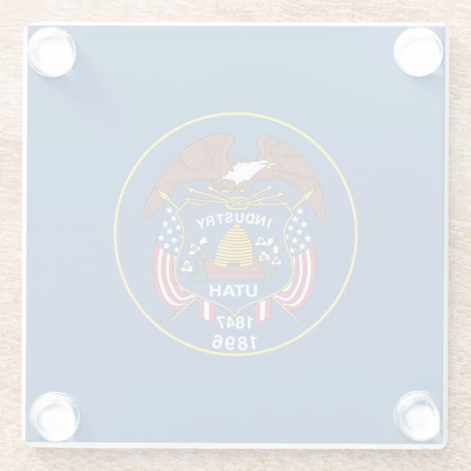 ユタ州旗デザインデコール ガラスコースター (裏面)