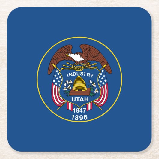 ユタ州旗デザイン スクエアペーパーコースター (正面)