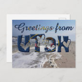 ユタ州旗ハートUSA ポストカード (正面/裏面)