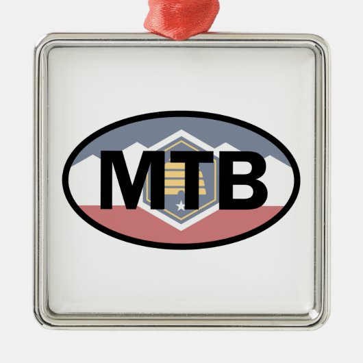 ユタ州旗マウンテンサイクリング楕円 メタルオーナメント (正面)