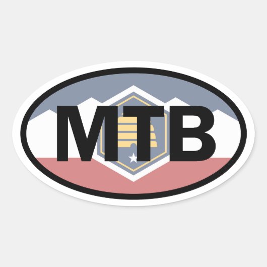 ユタ州旗マウンテンサイクリング楕円 楕円形シール (正面)