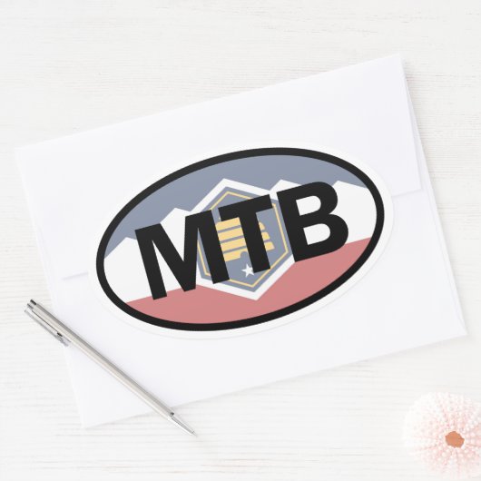 ユタ州旗マウンテンサイクリング楕円 楕円形シール (封筒)