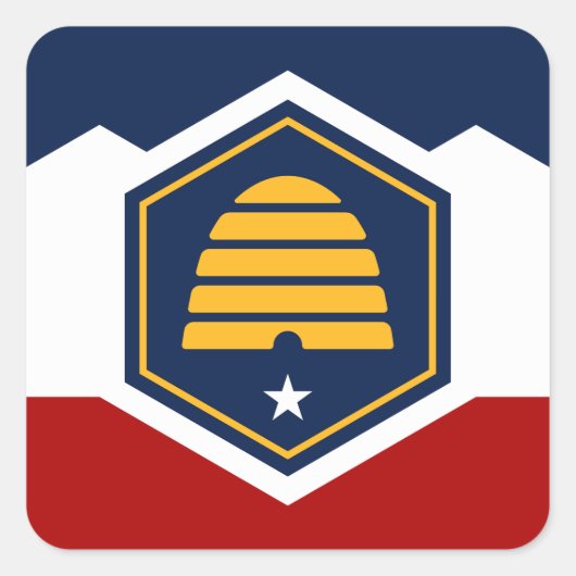 ユタ州旗(ビーハイブ州旗) スクエアシール (正面)