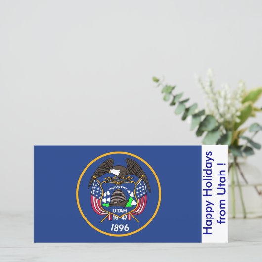 ユタ州旗、米国ハッピーホリデー シーズンカード (スタンド正面)