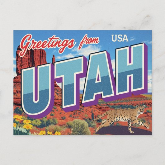 ユタ州砂漠のボブキャット モニュメントバレー ポストカード (正面)