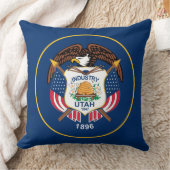 ユタ州：ビーハイブ州米国国旗、業界 クッション (ブランケット)