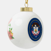 ユタ州：ビーハイブ州米国国旗、業界 セラミックボールオーナメント (左)