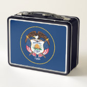ユタ州：ビーハイブ州米国国旗、業界 メタルランチボックス (裏面)