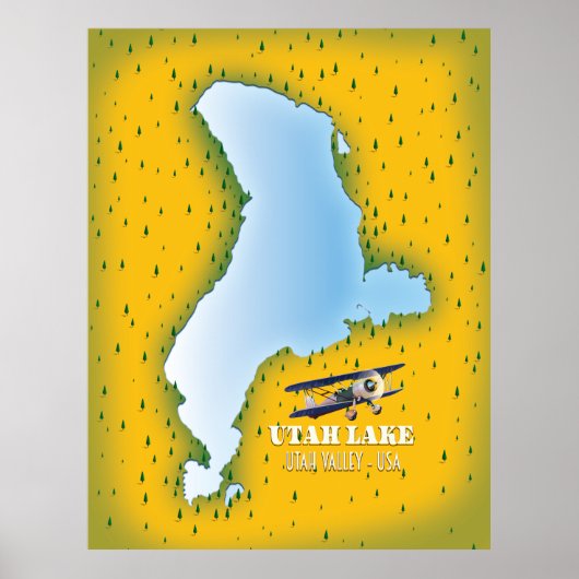 ユタ湖、ユタ渓谷の地図と旅行のポスター。 ポスター (正面)