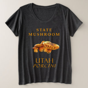 ユタ準州のキノコ ポルチーニ プラスサイズTシャツ