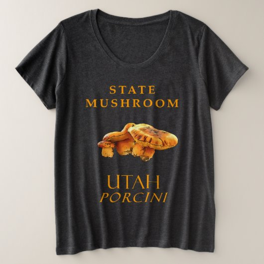 ユタ準州のキノコ ポルチーニ プラスサイズTシャツ (デザイン正面)