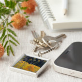 ユタ米国《植物》アスペンの秋のセビア キーホルダー (側面)