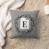 ユタ素朴リースモノグラム装飾用クッション クッション (ブランケット)
