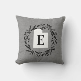 ユタ素朴リースモノグラム装飾用クッション クッション