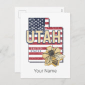 ユタ統一されたビー州レトロマップヴィンテージUSA シーズンポストカード (正面/裏面)