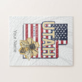 ユタ統一されたビー州レトロマップヴィンテージUSA ジグソーパズル (横)