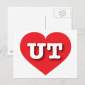 ユタ赤いハート- I love UT ポストカード (正面/裏面)