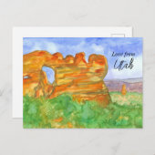ユタ赤岩南西部の砂漠の山々からの愛 ポストカード (正面/裏面)