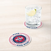 ユタ赤白青タイポグラフィ ラウンドペーパーコースター (インサイチュ)