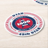 ユタ赤白青タイポグラフィ ラウンドペーパーコースター (アングル)