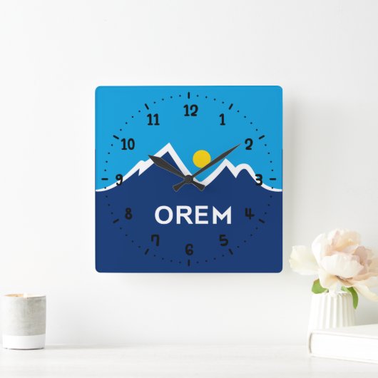ユタ・オレム州旗 スクエア壁時計 (ホーム)