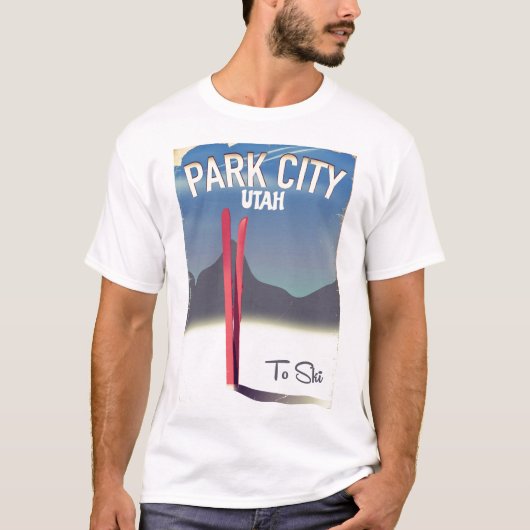 ユタ パークシティ スキー トラベルポスター Tシャツ (正面)