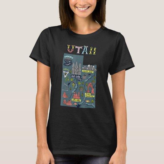 ユタ・ビーハイブ州国立公園マイティ5マップTee Tシャツ (正面)