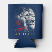 ユダのライオン海軍ブルーレッド金ゴールドクリスチャン 缶クーラー (正面)