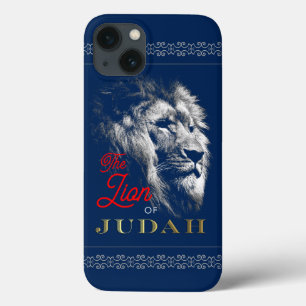 ユダのライオン海軍ブルーレッド金ゴールドクリスチャン iPhone 13ケース