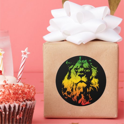 ユダのラスタファリ国旗の色ライオン ラウンドシール (パーティー)