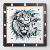 ユダの獅子である スクエア壁時計 (正面)