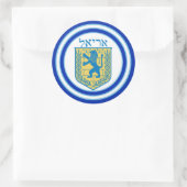 ユダの紋章アリエル・ヘブライ語ステッカーのライオン ラウンドシール (バッグ)