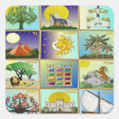 ユダカ12部族イスラエル美術プリント スクエアシール (正面)