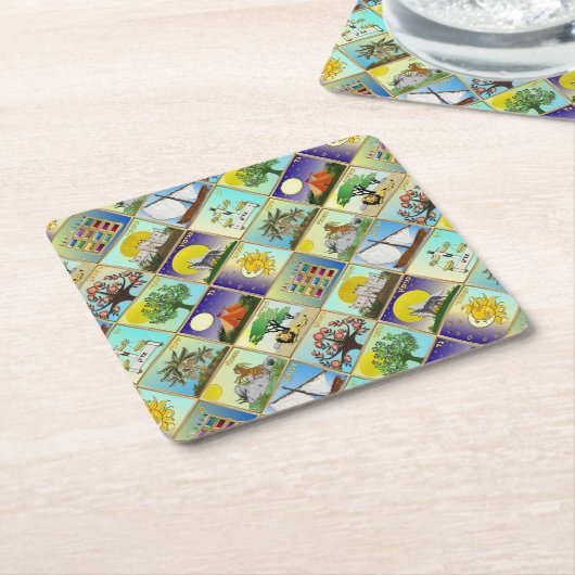 ユダカ12部族イスラエル美術プリント スクエアペーパーコースター (アングル)