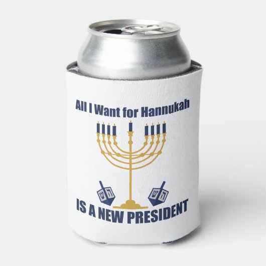 ユダヤおもしろいアンチトランプ政治ハヌカー 缶クーラー (缶正面)