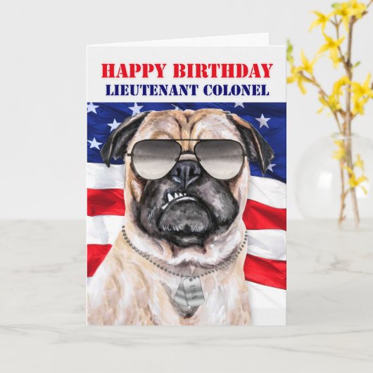 ユダヤのプー犬 軍事 中佐 誕生日 カード (黄色い花)