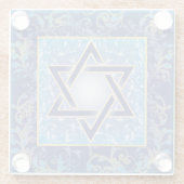 ユダヤの休日イベントスターオブデイビッドブルー金ゴールド ガラスコースター (裏面)