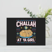 ユダヤの女に敬意を Funny Hanukkah Food チャヌカ 招待状 (スタンド正面)