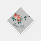 ユダヤの新年Rosh Hashanah甘いフルーツグレー スタンダードカクテルナプキン (角)