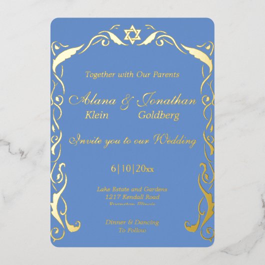 ユダヤの旋回フレ結婚ーム 箔招待状 (正面)