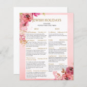 ユダヤの祝日カレンダー2024 2025ピンクフローラ (正面/裏面)